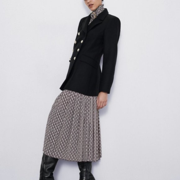 ZARA MANTECO WOOL BLACK AND GOLD BUTTON SHORT PEACOAT - Picture 11 of 11